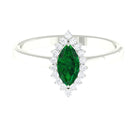 Rosec Jewels-Marquise Cut Emerald Engagement Ring with Diamond Halo