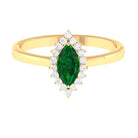 Rosec Jewels-Marquise Cut Emerald Engagement Ring with Diamond Halo