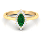 Rosec Jewels-Marquise Cut Emerald Engagement Ring with Diamond Halo