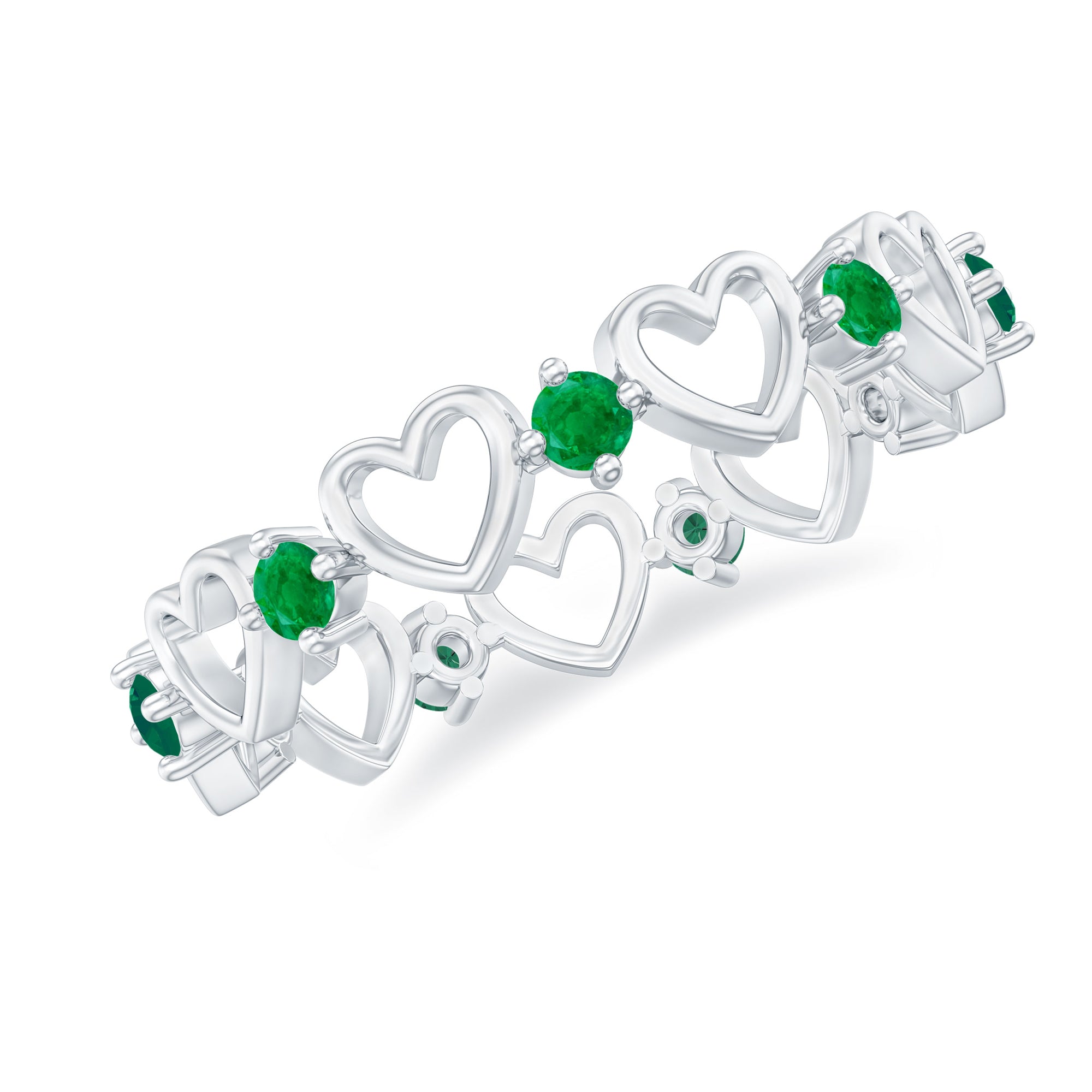 Rosec Jewels-1 CT Emerald Gold Open Heart Eternity Band Ring