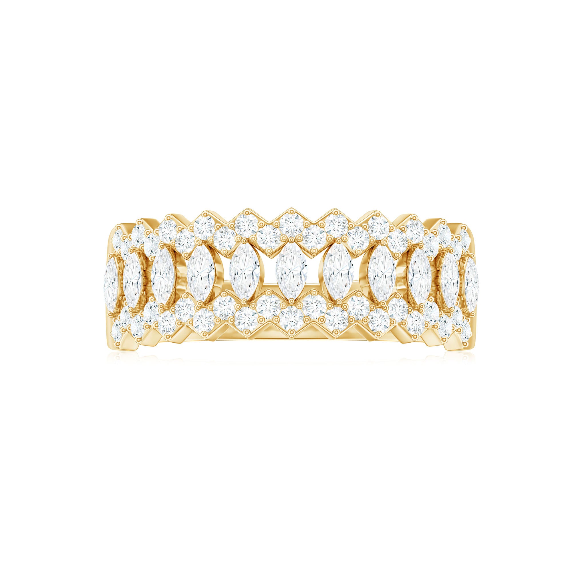 Rosec Jewels-1 CT Certified Moissanite Designer Wide Half Eternity Band Ring