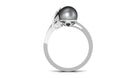 Rosec Jewels-Round Tahitian Pearl and Diamond Leaf Engagement Ring