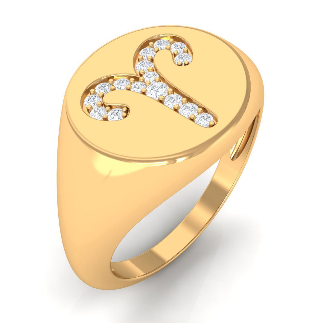 Rosec Jewels-Cubic Zirconia Aries Zodiac Signet Ring