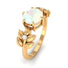 Rosec Jewels-2 CT Floral Inspired Ethiopian Opal and Diamond Solitaire Engagement Ring