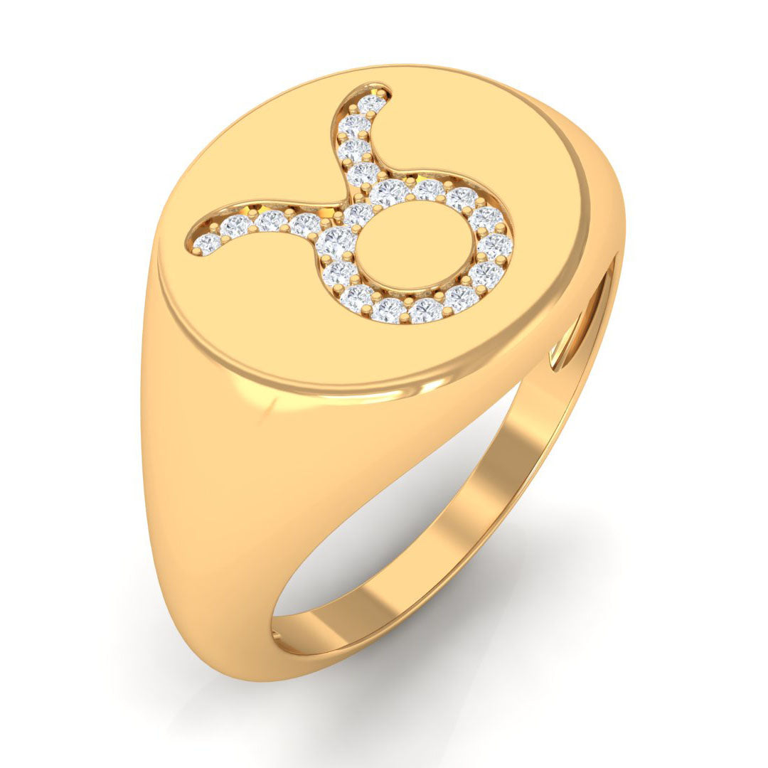 Rosec Jewels-Certified Zircon Taurus Zodiac Signet Ring