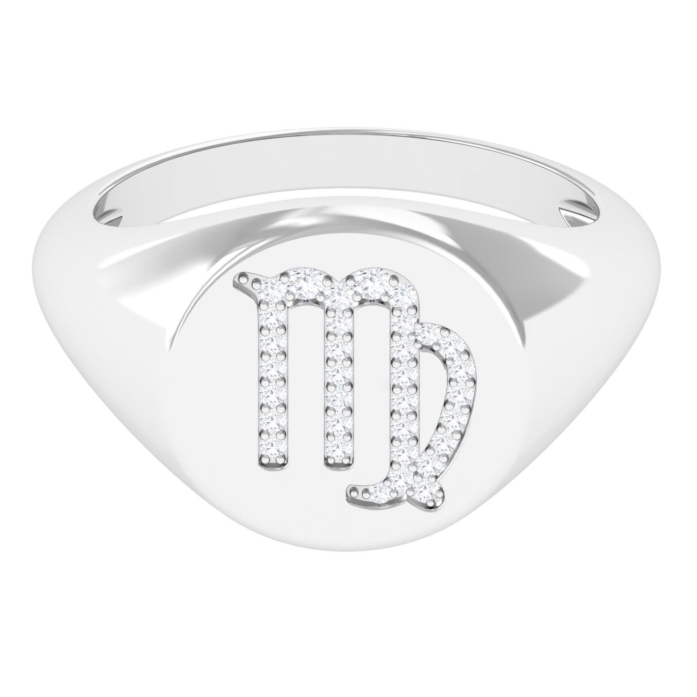 Rosec Jewels-Certified Cubic Zirconia Virgo Zodiac Signet Ring