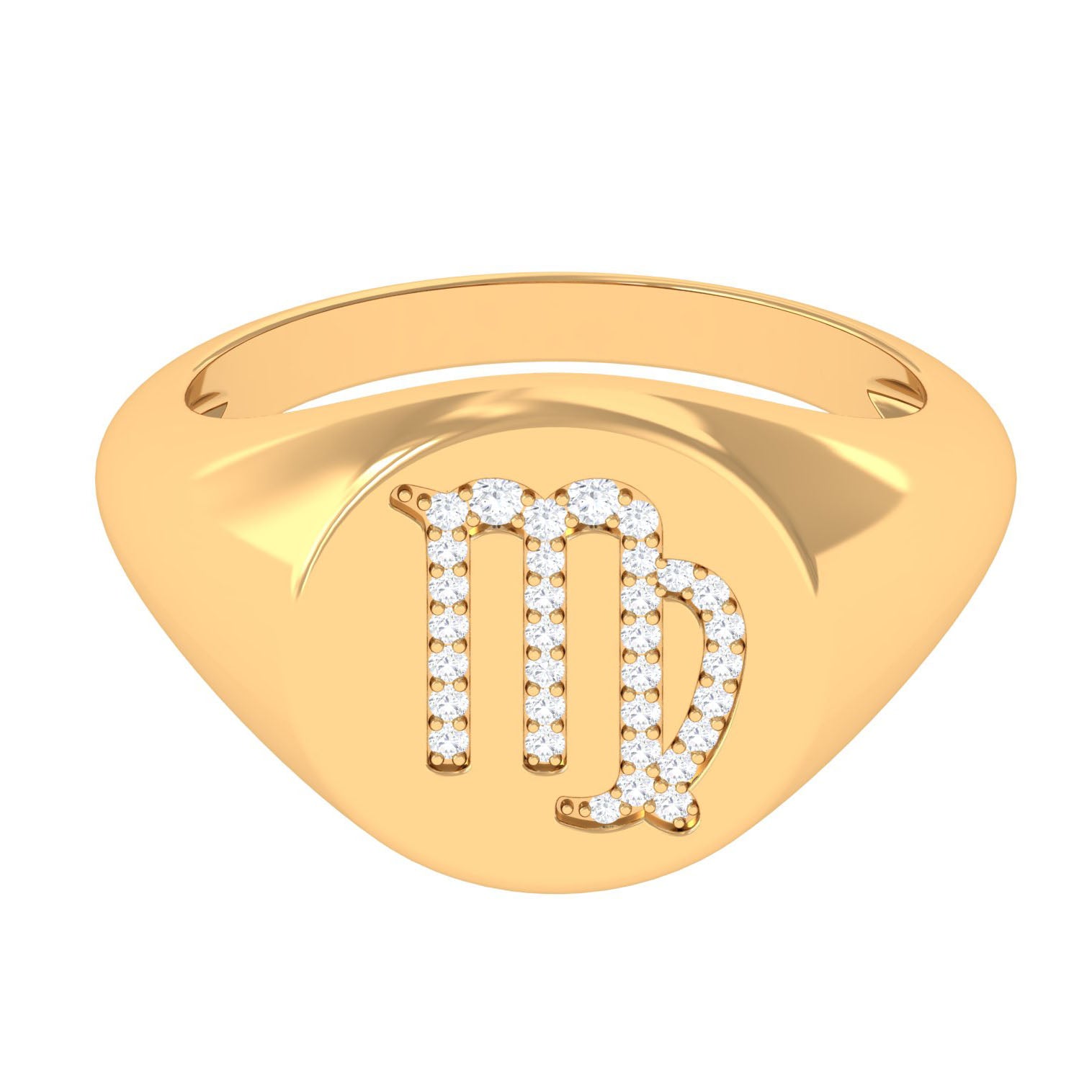 Rosec Jewels-Certified Cubic Zirconia Virgo Zodiac Signet Ring