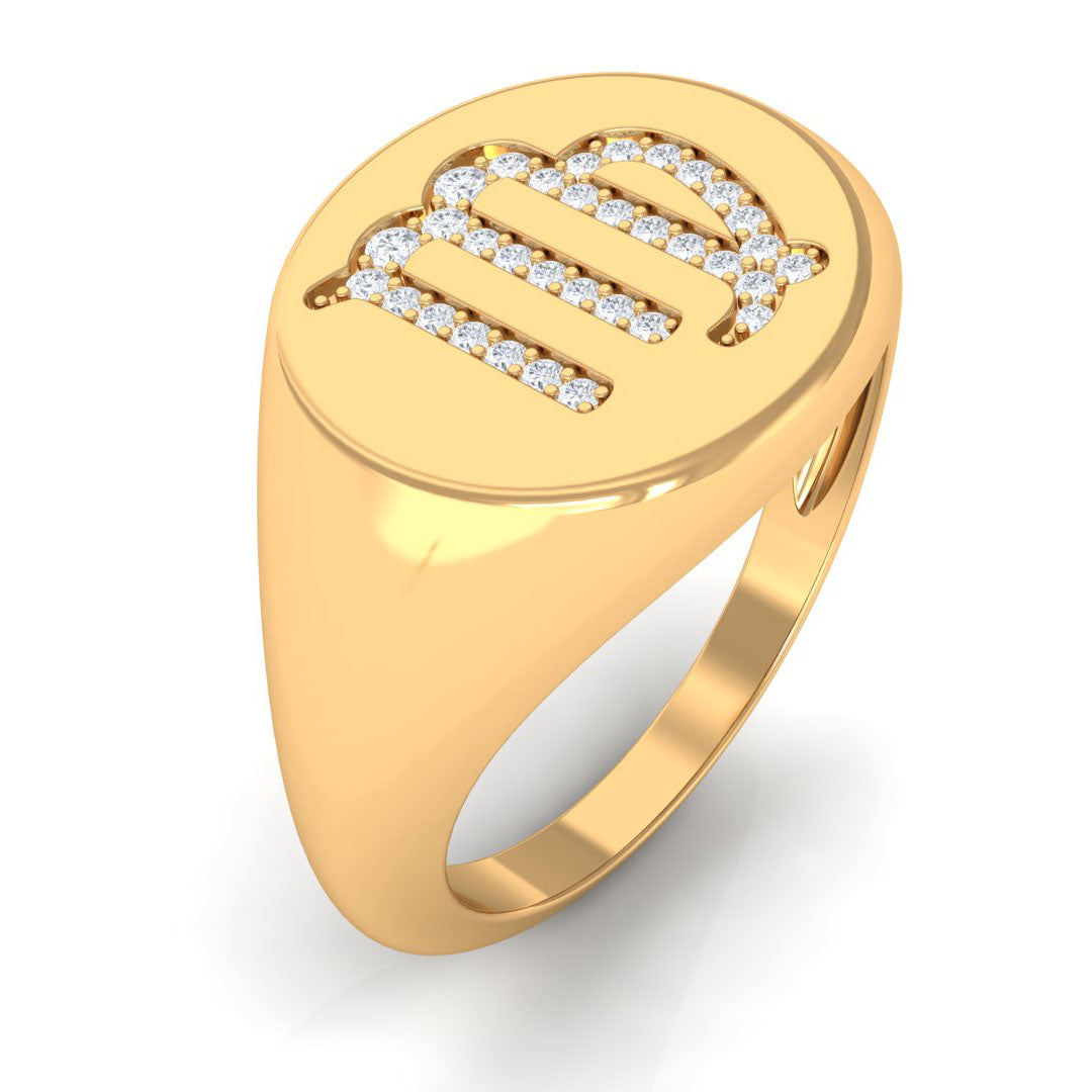 Rosec Jewels-Certified Cubic Zirconia Virgo Zodiac Signet Ring