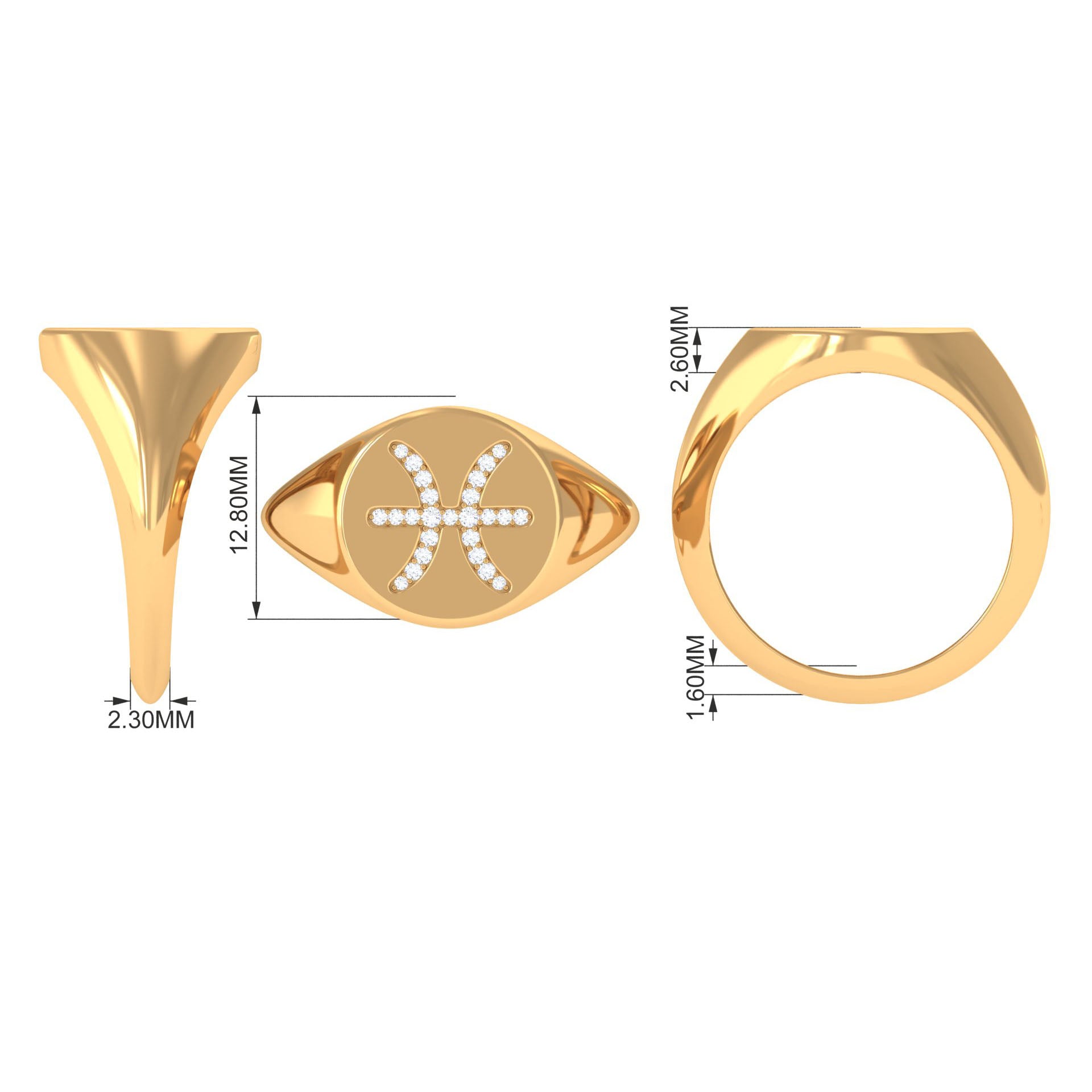 Rosec Jewels-Certified Cubic Zirconia Pisces Zodiac Signet Ring