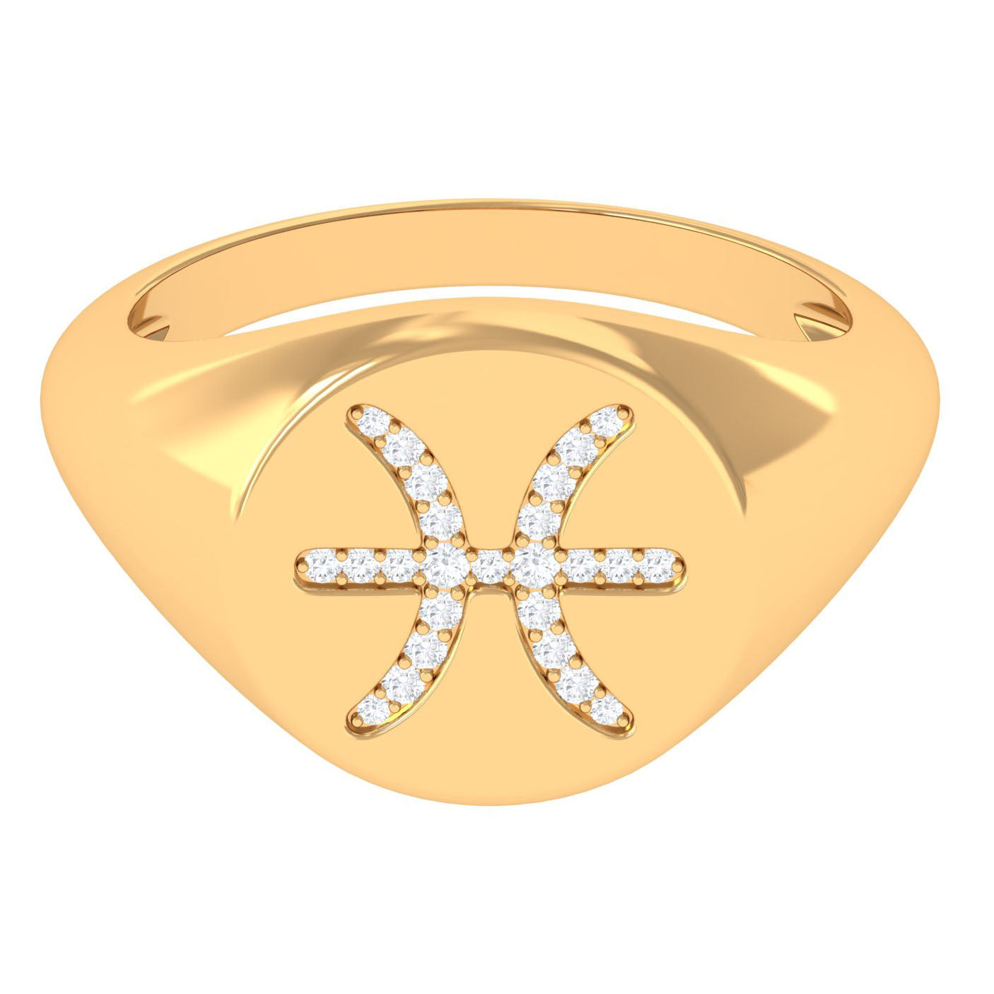 Rosec Jewels-Certified Cubic Zirconia Pisces Zodiac Signet Ring