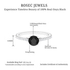 Rosec Jewels-Round Black Onyx Solitaire Engagement Ring with Diamond