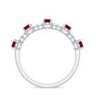 Rosec Jewels-1 CT Minimal Round Shape Ruby and Diamond Stackable Ring