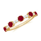 Rosec Jewels-1 CT Minimal Round Shape Ruby and Diamond Stackable Ring