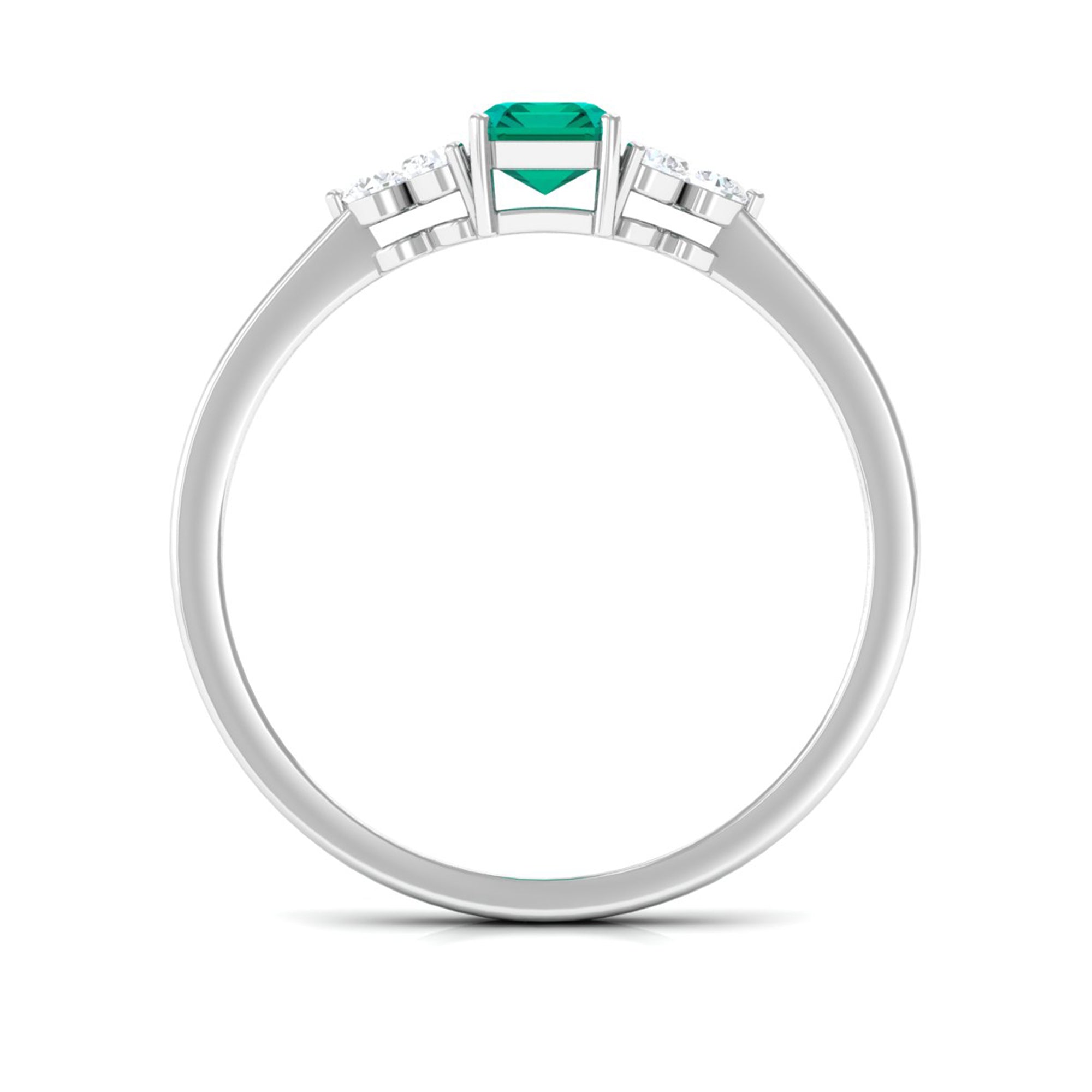 Rosec Jewels-1 CT Octagon shape Emerald Engagement Ring with Diamond Trio