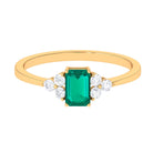 Rosec Jewels-1 CT Octagon shape Emerald Engagement Ring with Diamond Trio