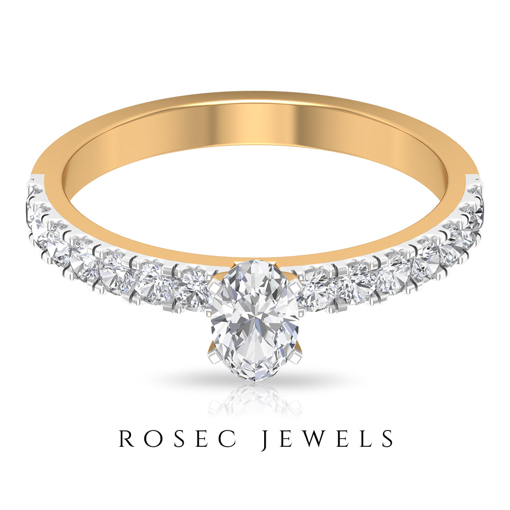 Rosec Jewels-1.25 CT Zircon Solitaire Ring with Side Stones