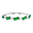 Rosec Jewels-Created Emerald and Diamond Half Eternity Band Ring