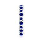 Rosec Jewels-Bezel Set Round Created Blue Sapphire Unique Full Eternity Ring