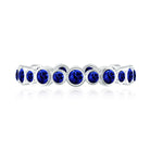 Rosec Jewels-Bezel Set Round Created Blue Sapphire Unique Full Eternity Ring