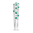 Rosec Jewels-Round Created Emerald Semi Eternity Band Ring with Gold Filigree Details