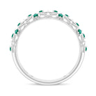 Rosec Jewels-Round Created Emerald Semi Eternity Band Ring with Gold Filigree Details