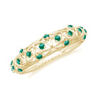 Rosec Jewels-Round Created Emerald Semi Eternity Band Ring with Gold Filigree Details