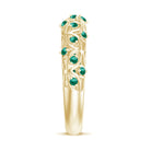 Rosec Jewels-Round Created Emerald Semi Eternity Band Ring with Gold Filigree Details