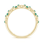 Rosec Jewels-Round Created Emerald Semi Eternity Band Ring with Gold Filigree Details