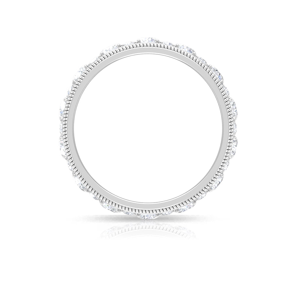 Rosec Jewels-Round Cut Moissanite Wedding Band with Twisted Rope Detailing