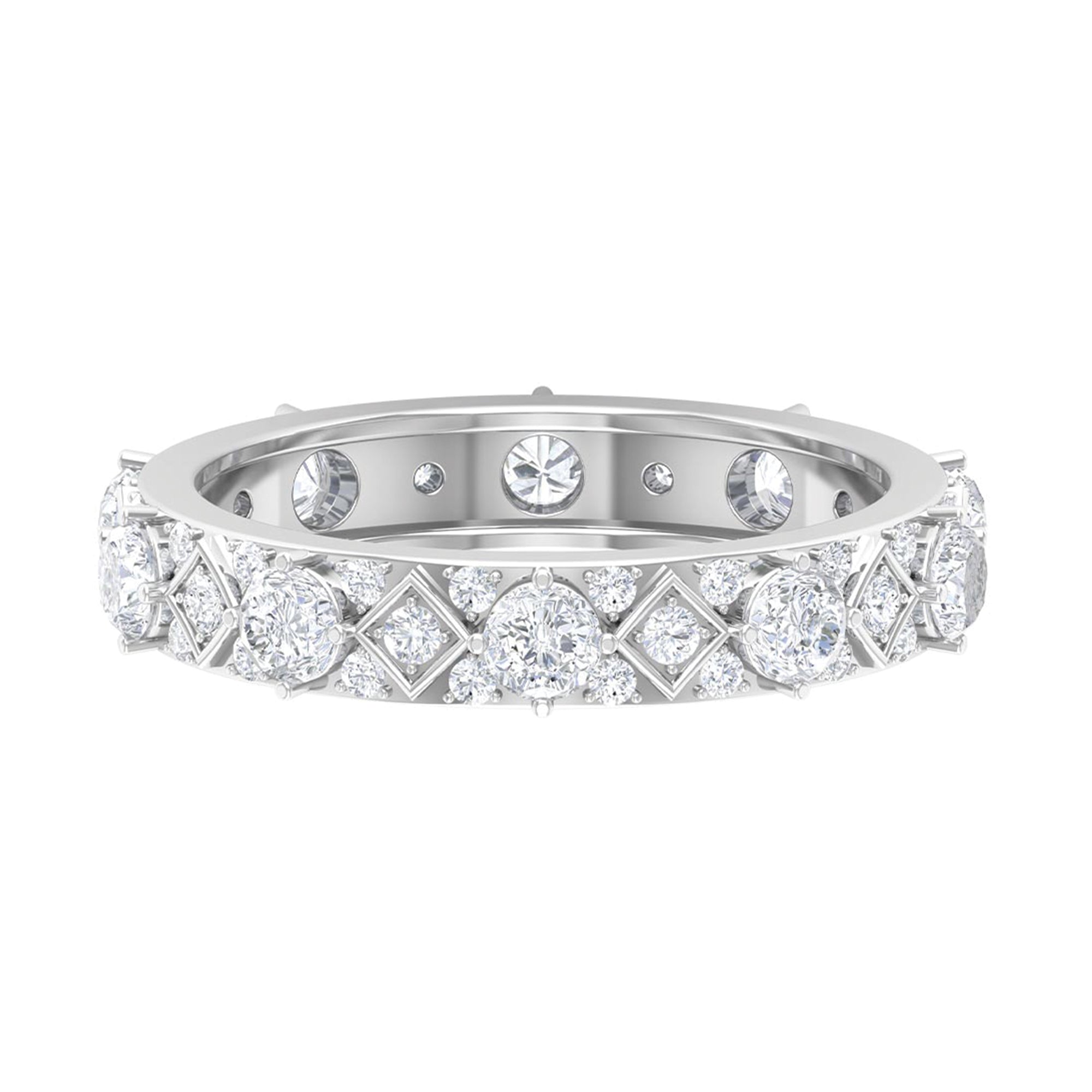 Rosec Jewels-1.50 CT Round Cut Moissanite Bridal Wedding Band in Prong Set