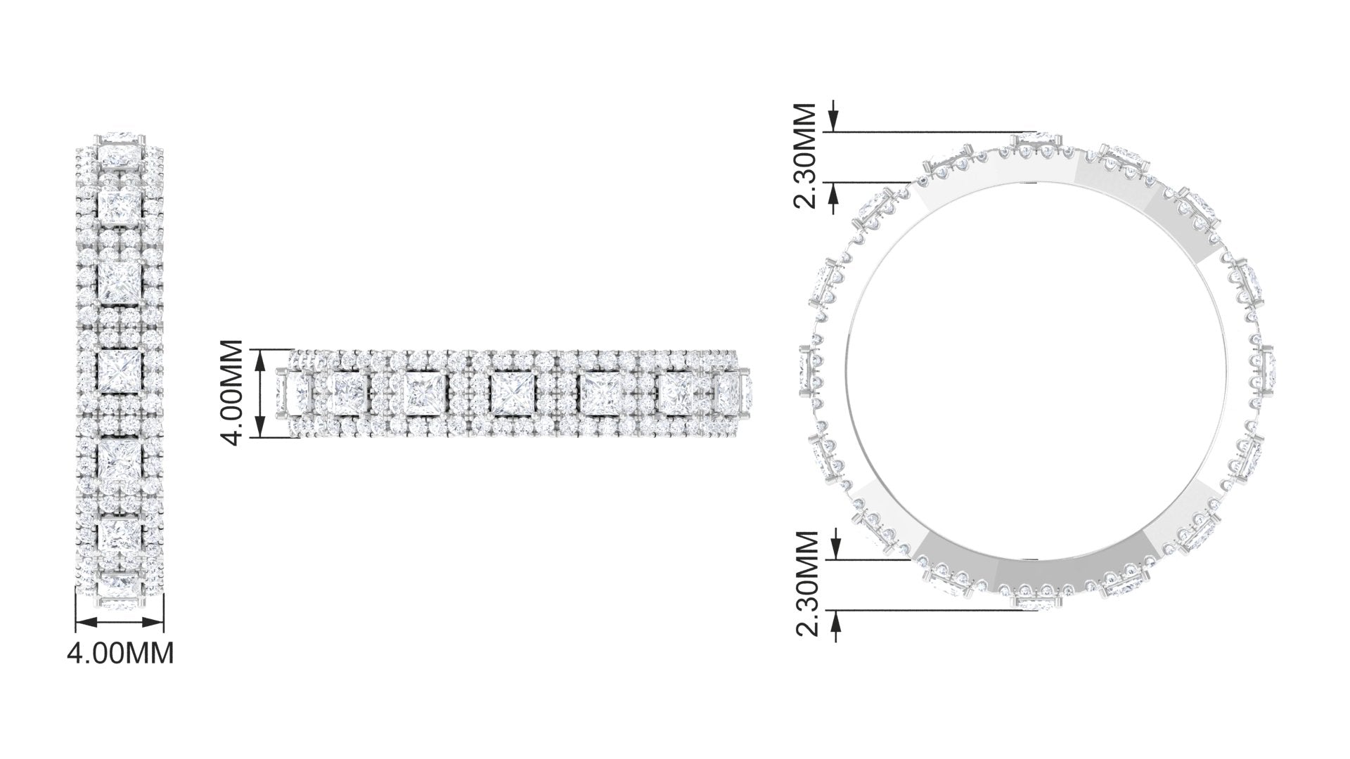 Rosec Jewels-1.75 CT Certified Moissanite Designer Eternity Ring