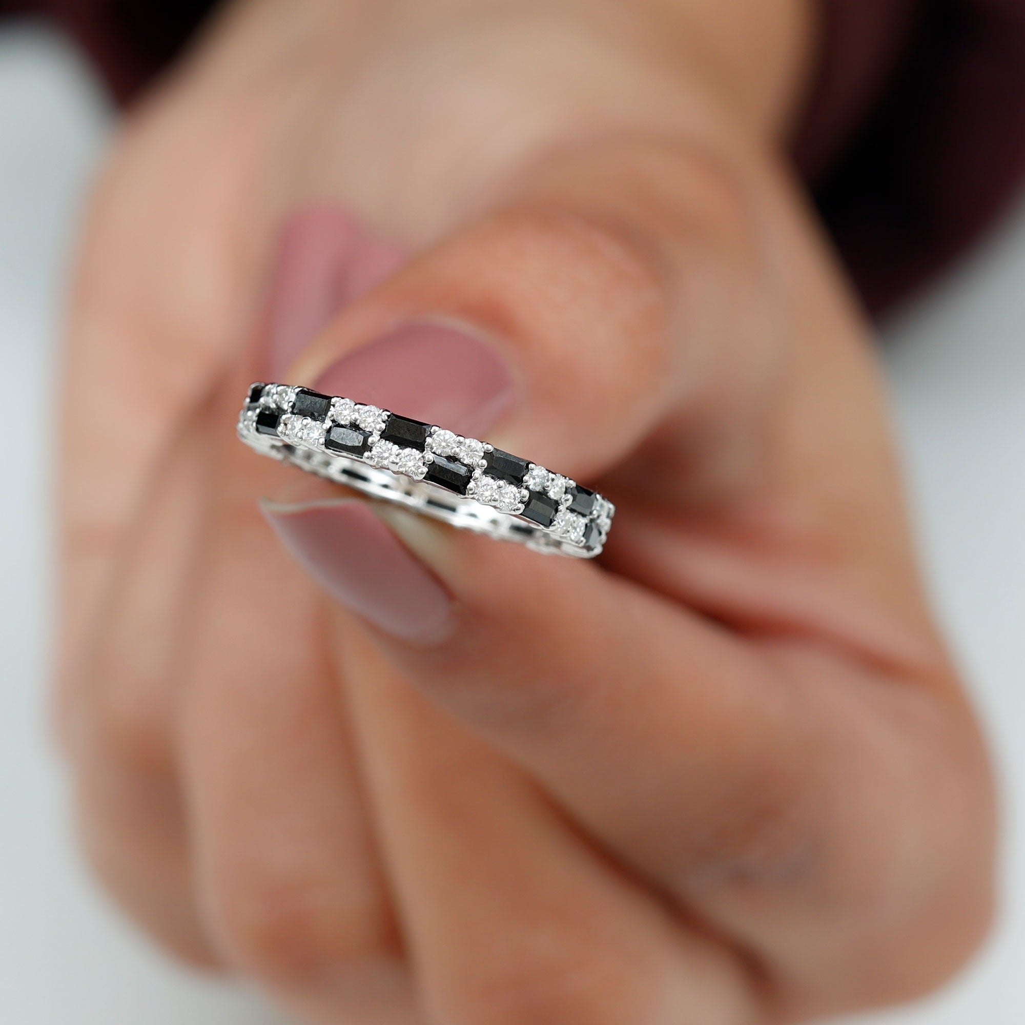 Rosec Jewels-Lab Grown Black Diamond and Diamond Eternity Band Ring