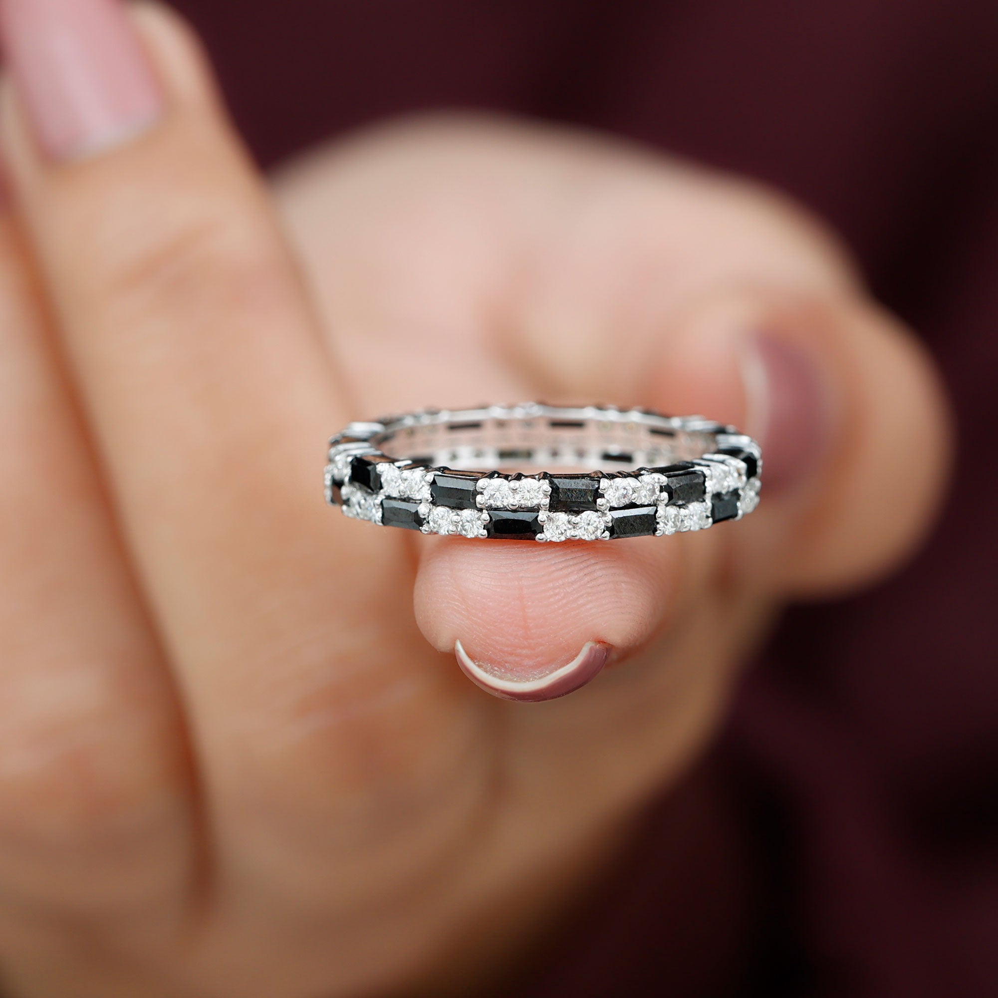 Rosec Jewels-Lab Grown Black Diamond and Diamond Eternity Band Ring