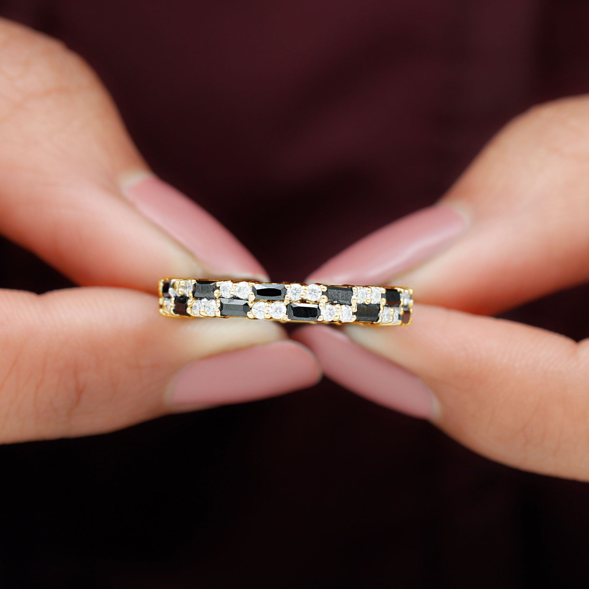 Rosec Jewels-Lab Grown Black Diamond and Diamond Eternity Band Ring