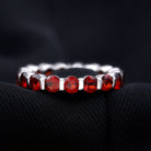 Rosec Jewels-Simple Round Shape Garnet Full Eternity Ring in Bar Setting