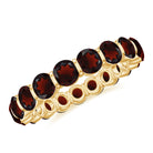 Rosec Jewels-Simple Round Shape Garnet Full Eternity Ring in Bar Setting