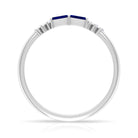 Rosec Jewels-0.25 CT Baguette Shape Blue Sapphire Stackable Ring with Diamond