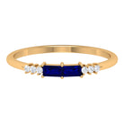 Rosec Jewels-0.25 CT Baguette Shape Blue Sapphire Stackable Ring with Diamond