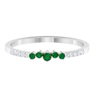 Rosec Jewels-Prong Set Emerald and Shiny Diamond Stackable Ring