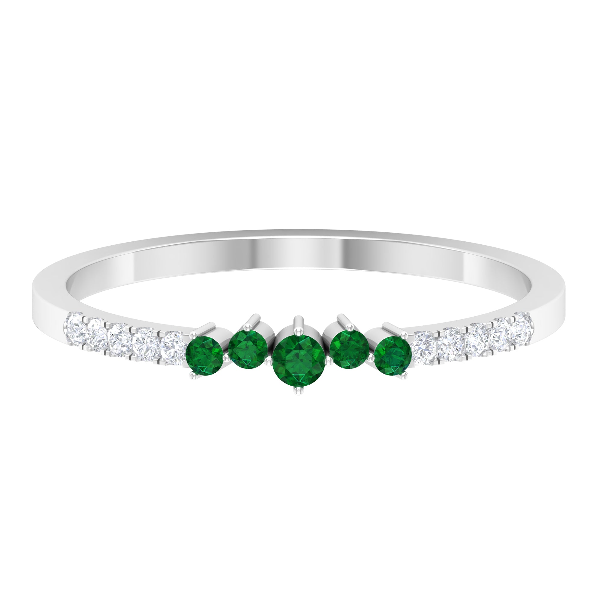 Rosec Jewels-Prong Set Emerald and Shiny Diamond Stackable Ring