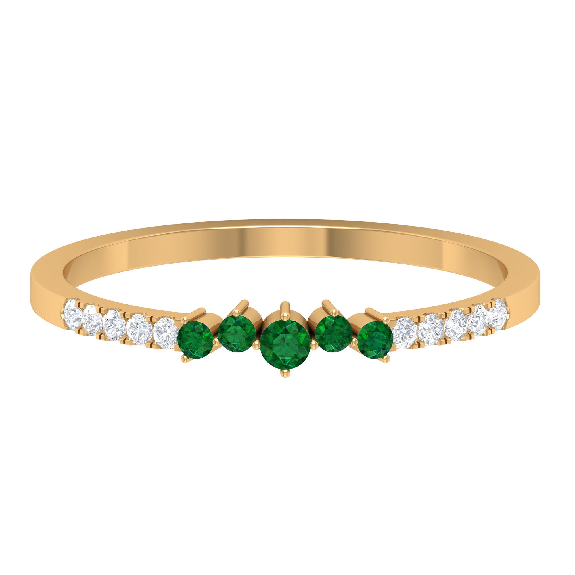 Rosec Jewels-Prong Set Emerald and Shiny Diamond Stackable Ring