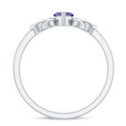 Rosec Jewels-Marquise Tanzanite Solitaire Celtic Ring with Diamond Side Stones