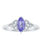 Rosec Jewels-Marquise Tanzanite Solitaire Celtic Ring with Diamond Side Stones