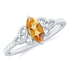 Rosec Jewels-1 CT Marquise Cut Solitaire Citrine Celtic Knot Ring with Diamond