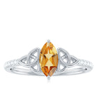 Rosec Jewels-1 CT Marquise Cut Solitaire Citrine Celtic Knot Ring with Diamond