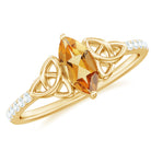 Rosec Jewels-1 CT Marquise Cut Solitaire Citrine Celtic Knot Ring with Diamond