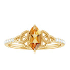 Rosec Jewels-1 CT Marquise Cut Solitaire Citrine Celtic Knot Ring with Diamond