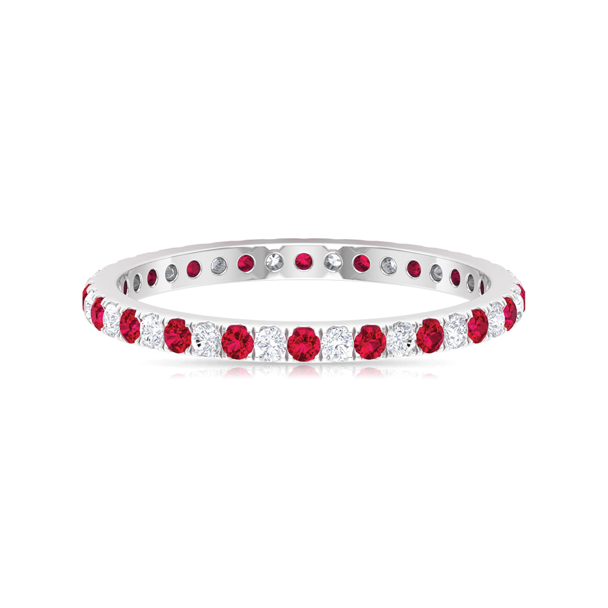 Rosec Jewels-Ruby and Moissanite Full Eternity Stackable Ring