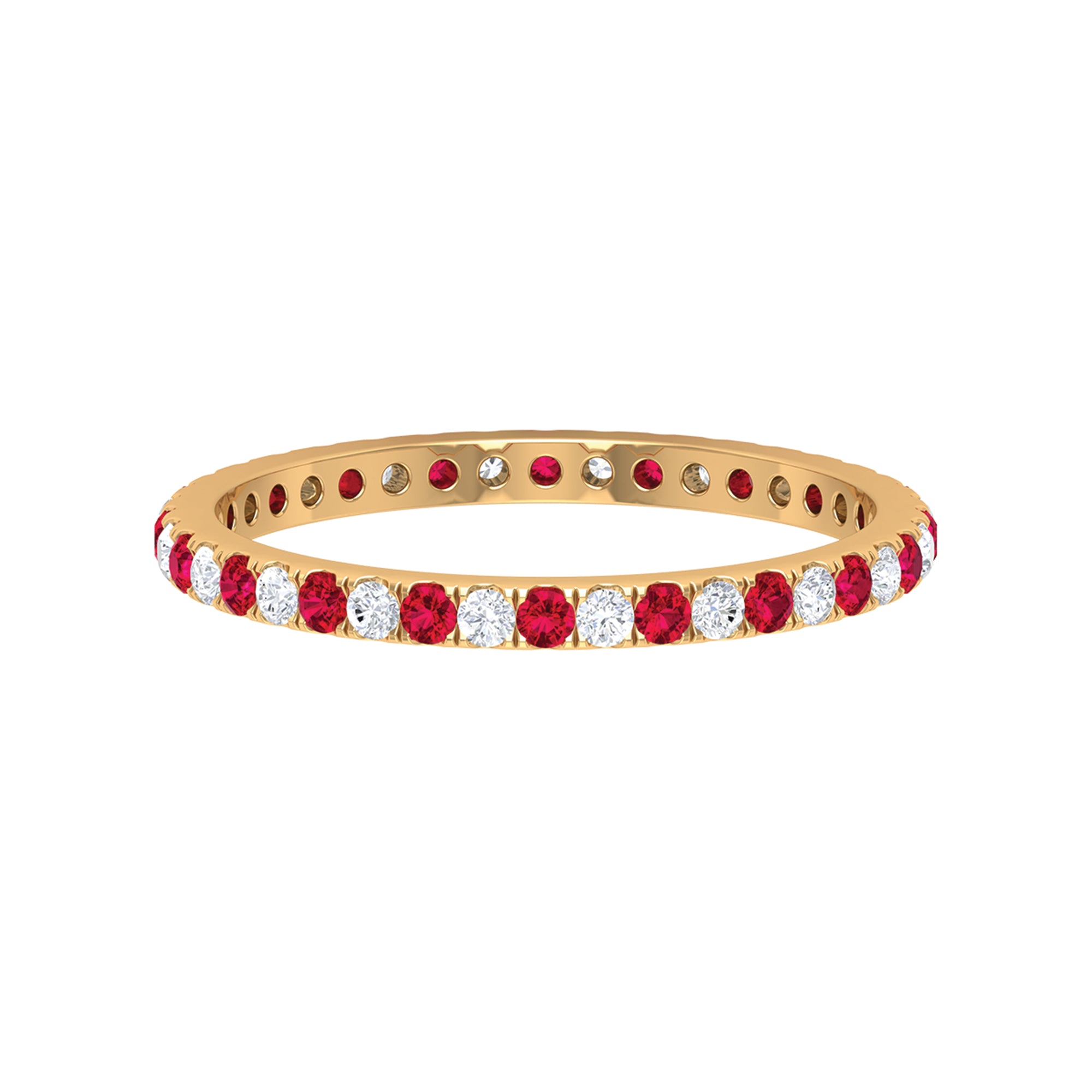 Rosec Jewels-Ruby and Moissanite Full Eternity Stackable Ring