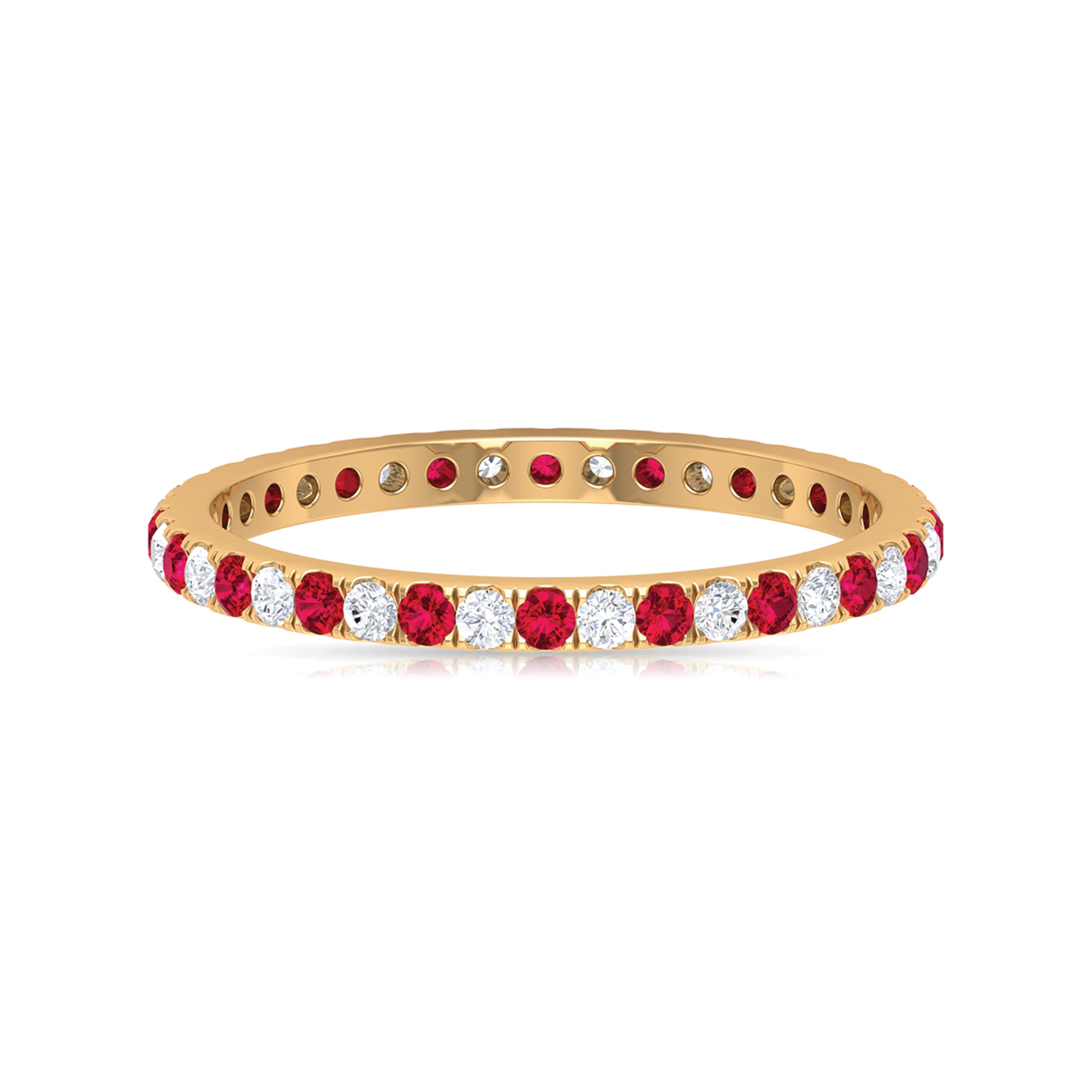 Rosec Jewels-Ruby and Moissanite Full Eternity Stackable Ring